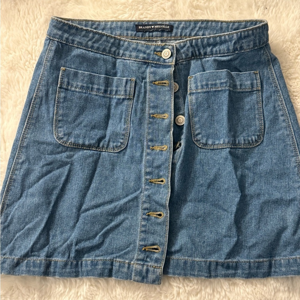 Blue Denim Button-Front Skirt